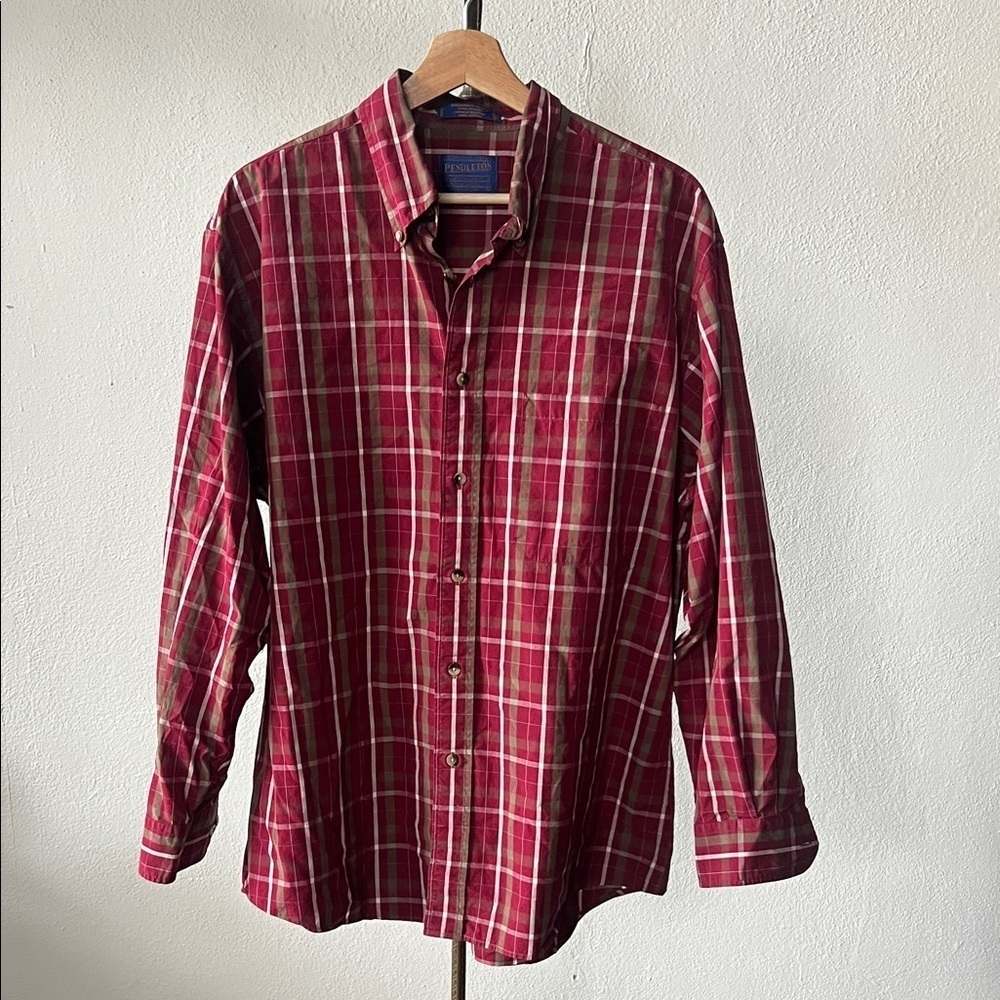 Pendleton Men’s Cotton Plaid Button Up Shirt Large